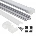 Torchstar Shallow Flush Mount Recessed Aluminum U Channel 3 3ft Extrusion Profile W Oyster White Cover For Flex Hard Led Strip 