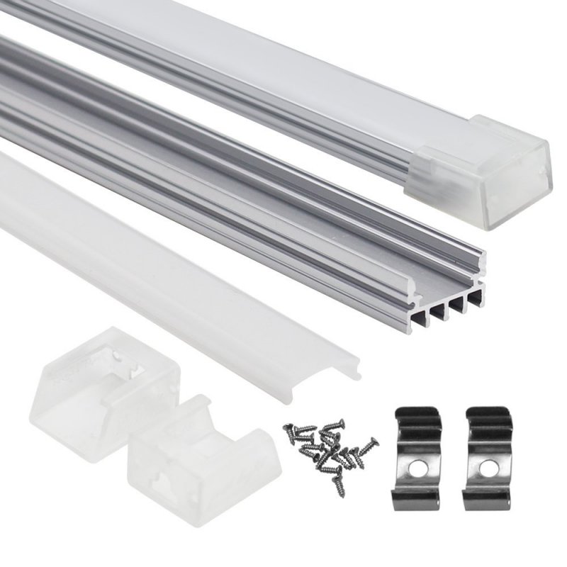 Torchstar Shallow Flush Mount Recessed Aluminum U Channel 3 3ft Extrusion Profile W Oyster White Cover For Flex Hard Led Strip