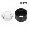 Uxcell 10 Pcs 20mm Led Lens 15 Degree With Black Holder For 1w 3w High Power Light