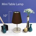 Simple Designs Lt2013-bwn Sand Nickel Mini Basic Table Lamp With Fabric Shade Brown 