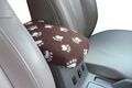 Auto Console Covers- Fits The Nissan Rogue 2015-2020 Center Armrest Cover Fleece Fabric -brown White Paw 