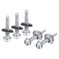 12x1-1 4 Self Drilling Screws With Rubber Washer 200pcs Zinc Plated Finish Hex Head Tapping Epdm For Metal 