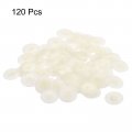 Uxcell Screw Cap Covers 120pcs 16 7x4 3mm Plastic Decoration Cover For Phillips Cam Fitting Nut Self-tapping White