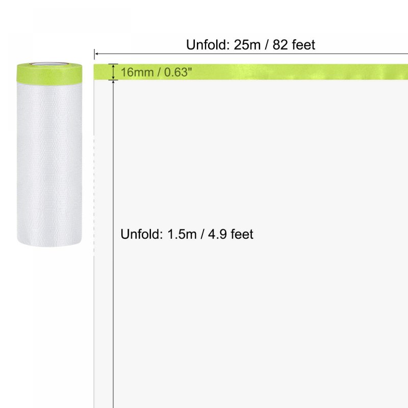 Pre-taped Masking Film 4 9 Ft X 82ft Plastic Drop Cloth With Medium-tack Painters Tape For Painting Protection Cyan 3pcs