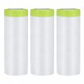 Pre-taped Masking Film 4 9 Ft X 82ft Plastic Drop Cloth With Medium-tack Painters Tape For Painting Protection Cyan 3pcs 