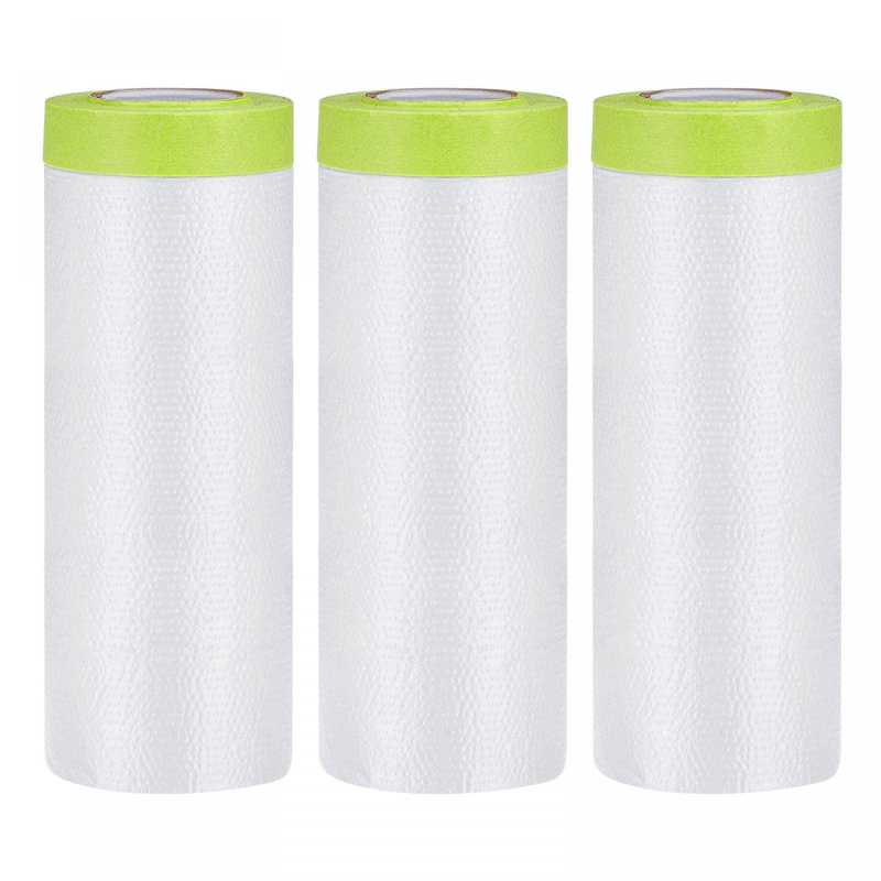 Pre-taped Masking Film 4 9 Ft X 82ft Plastic Drop Cloth With Medium-tack Painters Tape For Painting Protection Cyan 3pcs