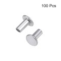 100 Pcs 2mm X 4mm Aluminum Flat Head Semi-tubular Rivets Silver Tone