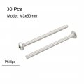 Uxcell Machine Screws M3x50mm Phillips Screw 304 Stainless Steel Fasteners Bolts 30pcs