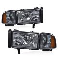 Headlight Assembly For Dodge Ram 1500 2500 3500 1994 2002 Halogen Smoky Lens Chrome Housing Amber Reflector Driver And 