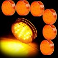 6 Pack 2 5 In 13 Led Round Amber Trailer Side Marker Lights Waterproof Clearance Identification Lamp For Truck Rv Bus And Atv 