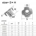 Idomin Four Claws Nut 30 20 10pcs M3 M4m5m6 M8 M10 Hickened Steel Speaker Blind Pronged Insert T-nut For Wood Furniture Size M6