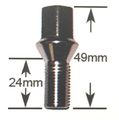 14x1 25 Acorn Cone Seat Lug Bolts Black 17mm Hex Forged Quantity 20 Pieces 24mm Shank 