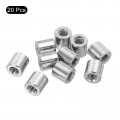 Uxcell 20pcs M4 Round Connector Nuts 304 Stainless Steel Coupling 8mm 0 31 Length Sleeve Rod Bar Stud Nut For Bracket M4x8x8mm