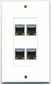 Riteav 1 Gang Decorative 4 Port Cat6a Ethernet Wall Plate White 