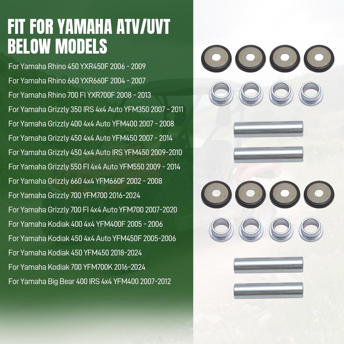 2 Pcs Rear Knuckle Bushing Kit For Yamaha Rhino 450 660 700