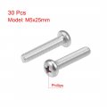 Uxcell M5x25mm Machine Screws Phillips Cross Pan Head Screw 304 Stainless Steel Fasteners Bolts 30pcs
