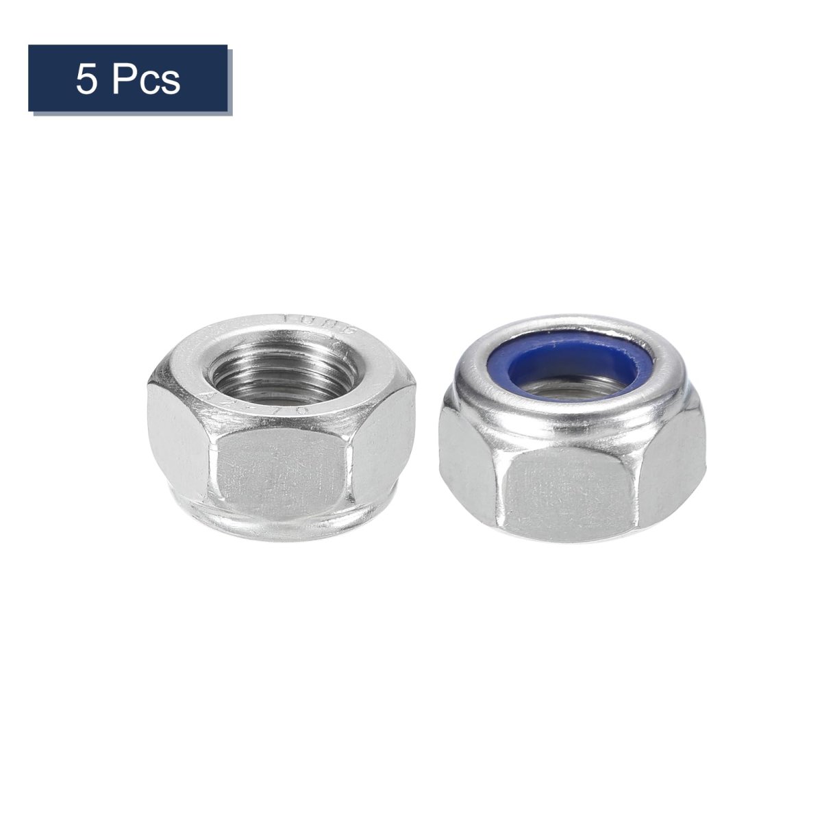 5pcs M12x1 25mm Nylon Insert Hex Lock Nuts 304 Stainless Steel Self-locking Stop Nut For Industrial Construction Fasteners