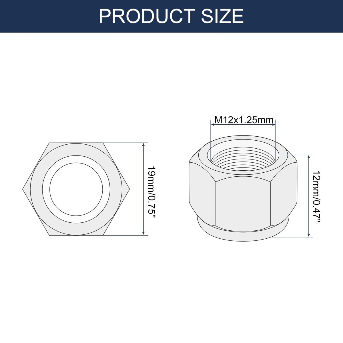 5pcs M12x1 25mm Nylon Insert Hex Lock Nuts 304 Stainless Steel Self-locking Stop Nut For Industrial Construction Fasteners