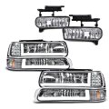Headlights Assembly Led Fog Lights For Chevy Silverado 1999-2002 Fit Suburban Tahoe 1500 2500 2000-2006 Not 2000 Z71 Model 