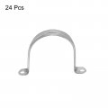 Uxcell Rigid Pipe Strap 24pcs 2 Inch 50mm Two Hole U Bracket Zinc Plated Steel Tension Tube Clip Clamp For Fixing