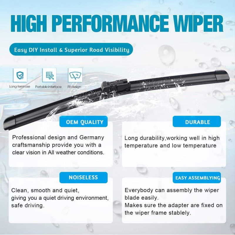 Windshield Wiper Blades For Land Rover Range Velar 2018 To 2025 Front And Rear Set 26in 19in 13in All Weather Pack Of 3
