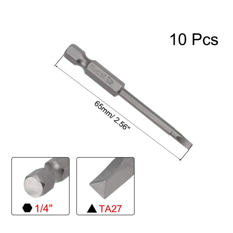 10 Pcs Ta27 Magnetic Triangular Head Screwdriver Bits 1 4 Inch Hex Shank 2 56-inch Length S2 Power Tools