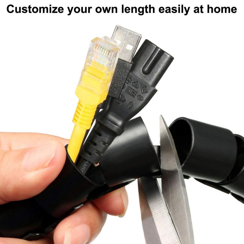 Spiral Cable Wrap Wire Cord Wraps 3 4-inch X 9ft Black Pe Polyethylene Flexible Tubing For Computer