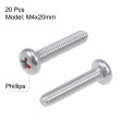 Uxcell M4x20mm Machine Screws Pan Phillips Cross Head Screw 304 Stainless Steel Fasteners Bolts 20pcs