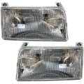 Replacement Halogen Headlight Set Mechanics Choice For 1992-1996 Ford F-150 Left Right W Bulb S Pair 