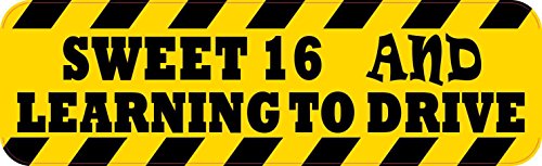 10in X 3in Sweet 16 And Learning To Drive Magnet Magnetic Vinyl Car Magnets By Stickertalk
