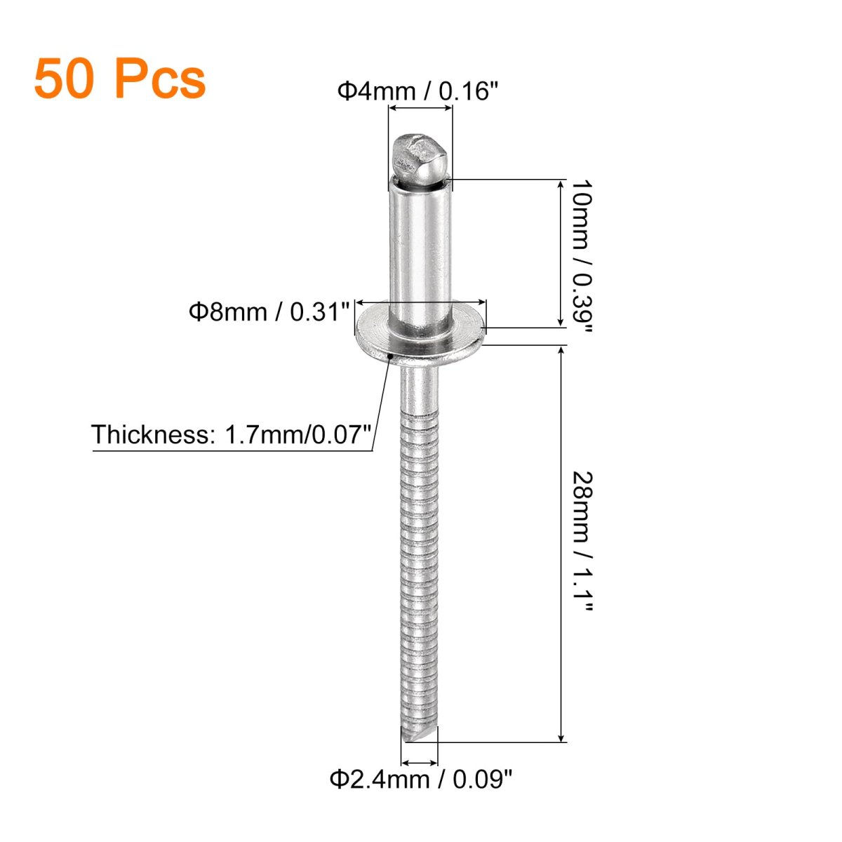 50pcs 5 32 X3 8 304 Stainless Steel Dome-head Blind Rivets Open-end Type For Diy Sheet Metal Automotive Repairs Furniture Boat