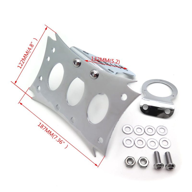 Chrome Horizontal Vertical Zigzag Side Mount License Plate Bracket For Motorcycles Aluminum 7 31 In X 4 83 Universal Fit