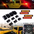 Astra Depot 14pcs Smoked Amber Red Led Top Roof Cab Marker Light Kit Front Rear Side Lights Assemblies For 2003-2009 Hummer H2