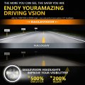 Shkalacar 7inch Led Headlight H4 140w Angel Eyes Rounds 4 Modes 14000lm 6000k White 3000k Amber Car Motorcycle Headlight Auto