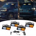 Wsays 4pcs Universal Interior Windshield Slim Single Row 8leds Amber White Emergency Hazard Warning Strobe Lights Kit For Utv 