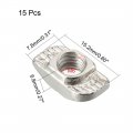 Uxcell Sliding T Slot Nuts M6 Half Round Roll In T-nut For 3030 Series Aluminum Extrusion Profile Carbon Steel Nickel-plated