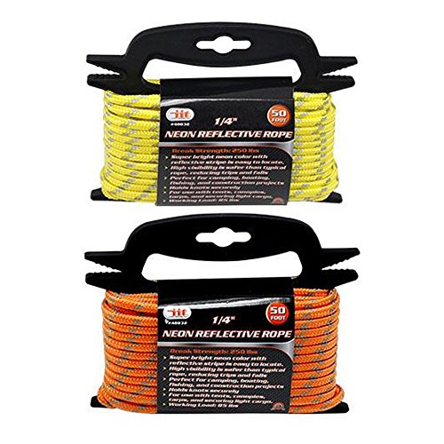 1 4 Neon Reflective Guyline Camping Tent Tarp Rope 50 Line Cord Paracord Guide