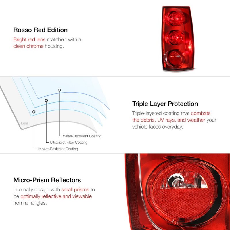 2007-2014 Gmc Yukon Xl 1500 2500 Tail Light Factory Style Rosso Red Housing Passenger Side