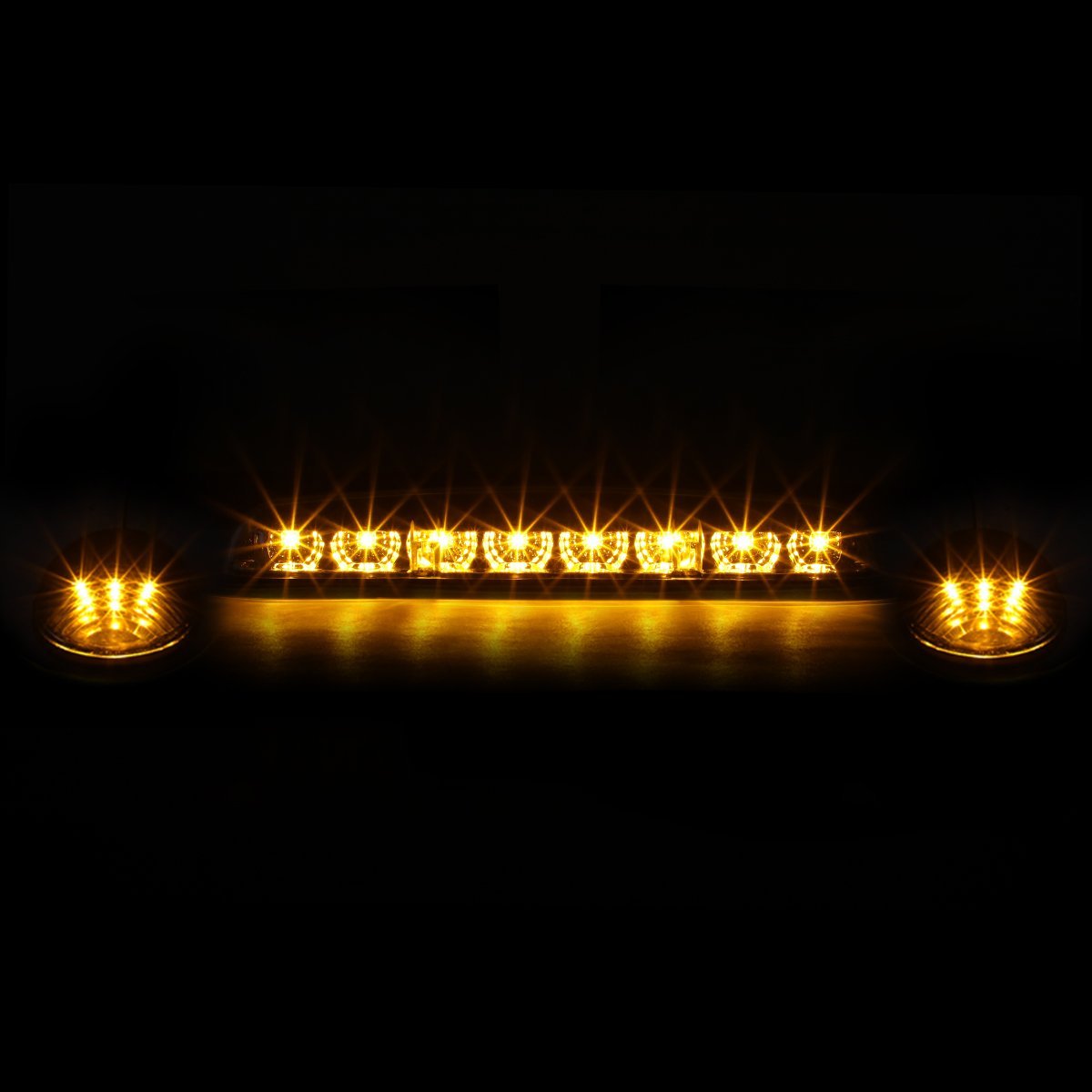 Led Cab Roof Top Center And Side Running Lights For 02-07 Silverado Sierra Gmt800 Smoked Yellow 3 Piece Set