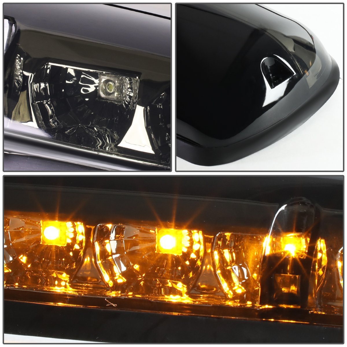 Led Cab Roof Top Center And Side Running Lights For 02-07 Silverado Sierra Gmt800 Smoked Yellow 3 Piece Set