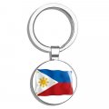 Glover Trading Philippines Flag Round Stainless Steel Metal Key Chain Keychain Ring Double Sided Deisgn 