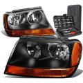 Auto Dynasty Black Housing Amber Corner Headlight Head Lamps Tool Kit For Jeep Grand Cherokee Wj 99-04 