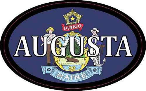 4in X 2 5in Oval Maine Flag Augusta Sticker By Stickertalk
