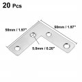 Uxcell Flat Plate L Shape 50mmx50mm Stainless Steel 304 Angle Corner Brace Repair Brackets Pack Of 20