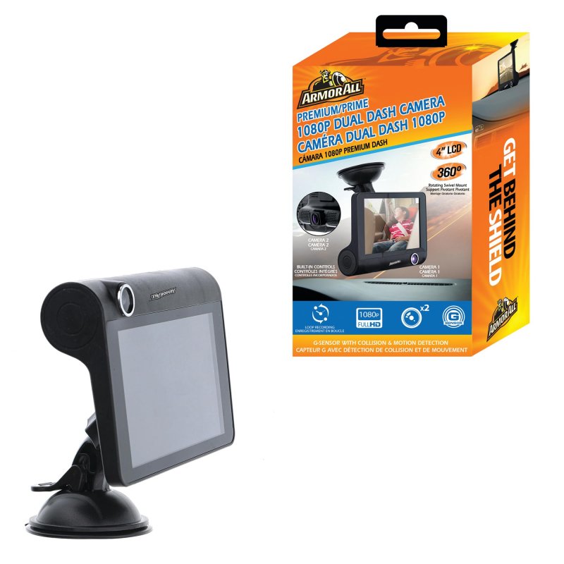 Armor All Premium 1080p High Definition Dual Camera Dash Cam With G-sensor Collision Detection And Motion
