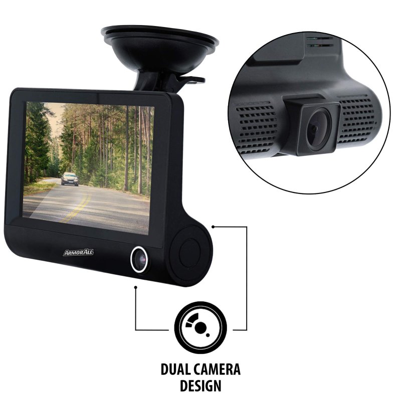 Armor All Premium 1080p High Definition Dual Camera Dash Cam With G-sensor Collision Detection And Motion