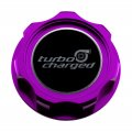 Vms Racing Purple Oil Cap With Black Turbocharged Emblem In Cnc Machined Billet Aluminum Compatible Honda Acura Integra