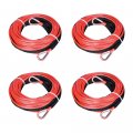 4pcs 50ft 1 4 Red Uhmwmpe Synthetic Rope Extension With 39 Rock Guard Thimbles 7500lbs For Atv Utv Tow Truck 4wd 4x4 Snow Plow