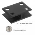 Uxcell 180 Degree Glass Clamp For 10-12mm Thickness Adjustable Double Side Shelf Support Bracket Aluminum Alloy Clip Holder