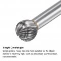Uxcell Carbide Burrs Rotary Files Single Cut Ball Tungsten Tip 10mm Cutting Head 6mm Shank 150mm 6-inch Length For Wood Metal